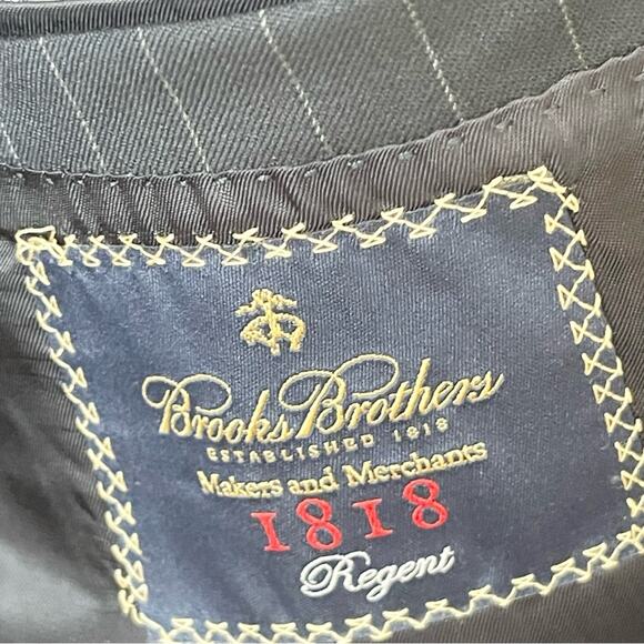 Brooks Brothers Navy Pinstripe Men's Wool Blazer Italian Fabric Size 41R - Picture 8 of 10